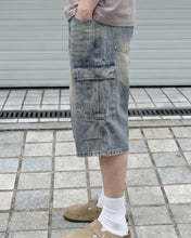 将图片加载到图库查看器,DWSE Pleat Cargo Bermuda Denim Pants Grey