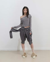 Load image into Gallery viewer, OJOS Curved Cut Layered Tee Charcoal