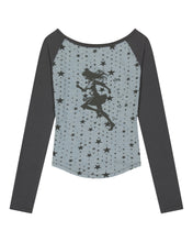 Load image into Gallery viewer, OJOS Star Raglan Long Sleeve Top Mint Grey
