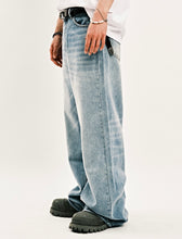Load image into Gallery viewer, DWSE One Way Washed Wide Denim Pants Light Blue