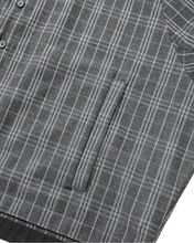 Load image into Gallery viewer, AJOBYAJO Cropped Sculpted Raglan Check Shirt Charcoal