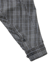 Load image into Gallery viewer, AJOBYAJO Cropped Sculpted Raglan Check Shirt Charcoal