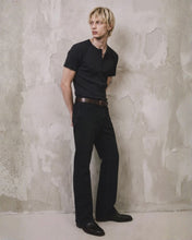 Load image into Gallery viewer, Adlielos Ribbed Henley T-Shirt Black