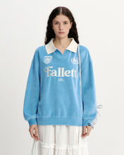 Load image into Gallery viewer, Fallett Velour Collar Sweatshirt Melange Sky Blue