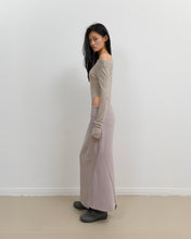 Load image into Gallery viewer, OJOS Curved Cut Layered Tee Warm Grey