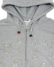 Load image into Gallery viewer, PLASMA SPHERE Floral Applique Hooded Jumper Grey