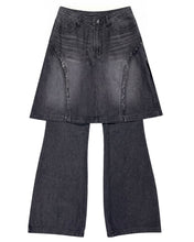 Load image into Gallery viewer, BLR Raw Cut Denim Skirt Pants Grey