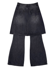 Load image into Gallery viewer, BLR Raw Cut Denim Skirt Pants Grey