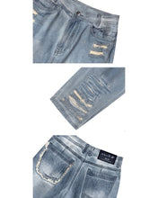 Load image into Gallery viewer, BLR Destroyed Vintage Oil Washing Denim Pants Light Blue