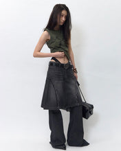 Load image into Gallery viewer, BLR Raw Cut Denim Skirt Pants Grey