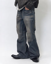 Load image into Gallery viewer, BLR Double Yoke Oil Washed Bootcut Denim Pants Blue