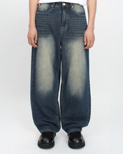 Load image into Gallery viewer, DWSE Washed Wide Denim Pants Blue