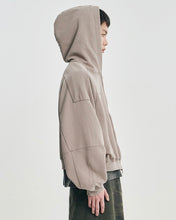 Load image into Gallery viewer, AJOBYAJO Cropped Washed Zip-Up Hoodie Dusty Beige