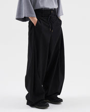 Load image into Gallery viewer, AJOBYAJO One Tuck Oversized Cotton Pants Black