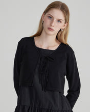 Load image into Gallery viewer, Fallett Crop Ribbon Knit Cardigan Black