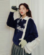 Load image into Gallery viewer, Fallett Velour Collar Sweatshirt Navy