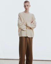 Load image into Gallery viewer, Adlielos Grid Round Neck Knit Ivory