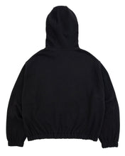 Load image into Gallery viewer, PLASMA SPHERE Floral Applique Hooded Jumper Black