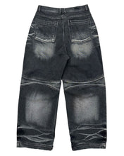 Load image into Gallery viewer, BLR Embossed Wave Washing Wide Denim Pants Light Blue