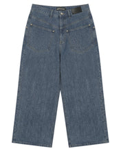Load image into Gallery viewer, Adlielos A602 Born To Burn Graphic Reverse Wide Denim Pants Vintage Mid Blue