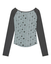 Load image into Gallery viewer, OJOS Star Raglan Long Sleeve Top Mint Grey