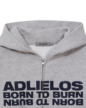 Load image into Gallery viewer, Adlielos Born To Burn Cover Zip-Up Hoodie Melange Grey
