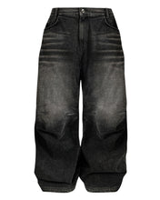 Load image into Gallery viewer, BLR Double Trident Washing Wide Denim Pants Black