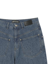 Load image into Gallery viewer, Adlielos A602 Born To Burn Graphic Reverse Wide Denim Pants Vintage Mid Blue
