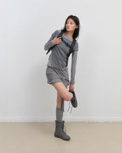 Load image into Gallery viewer, OJOS Curved Cut Layered Tee Charcoal