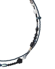 Load image into Gallery viewer, AJOBYAJO Black Light Beads Layered Necklace Black