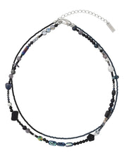 Load image into Gallery viewer, AJOBYAJO Black Light Beads Layered Necklace Black