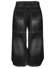 Load image into Gallery viewer, BLR Double Trident Washing Wide Denim Pants Black