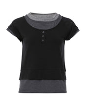 将图片加载到图库查看器,FLARE UP 3-Layered Henley T-shirt Black