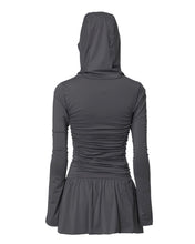 将图片加载到图库查看器,FLARE UP Hooded High Neck Dress Charcoal