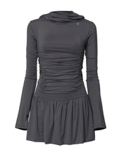 将图片加载到图库查看器,FLARE UP Hooded High Neck Dress Charcoal