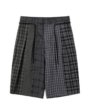 Load image into Gallery viewer, AJOBYAJO Mixed Check Bermuda Shorts Black