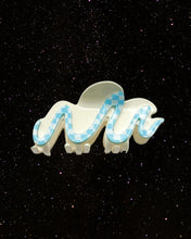 Load image into Gallery viewer, OOO Squiggle Hair Claw Blue Check