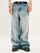 Load image into Gallery viewer, DWSE One Way Washed Wide Denim Pants Light Blue