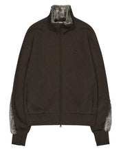 Load image into Gallery viewer, OJOS Fur Trim Jersey Zip-up Stone Brown