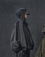 Load image into Gallery viewer, AJOBYAJO Lace Trimming Raglan Track Jacket Charcoal