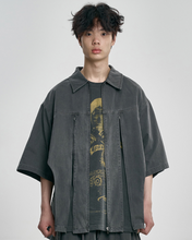 Load image into Gallery viewer, AJOBYAJO Paneled Zip-Up Shirt Charcoal