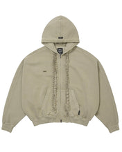 Load image into Gallery viewer, AJOBYAJO Laced Multi-Drawstring Zip-Up Hoodie Beige