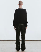 将图片加载到图库查看器,Adlielos Obsidian Synthetic Leather Flare Pants Black