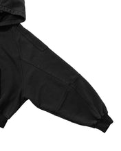 将图片加载到图库查看器,AJOBYAJO Cropped Washed Zip-Up Hoodie Black