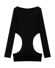 Load image into Gallery viewer, OJOS Curved Cut Layered Tee Black