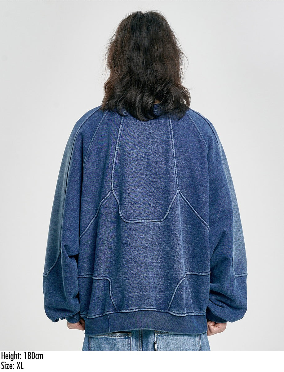 AJOBYAJO Paneled Denim Sweatshirt Blue – HYPNOTISE