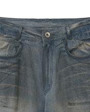 Load image into Gallery viewer, BLR Destroyed Oil Washed Wide Denim Pants Light Blue