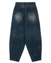 Load image into Gallery viewer, BLR Dirty Oil Washed Wide Denim Pants Blue