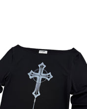 Load image into Gallery viewer, PLASMA SPHERE Cross Gothic T-shirt Black