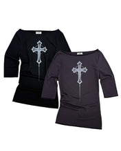 Load image into Gallery viewer, PLASMA SPHERE Cross Gothic T-shirt Dark Grey